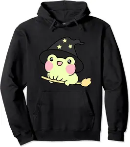 Halloween Frog Witch Costume | cute kawaii anime girl toad Pullover Hoodie - Devonwrig Shop 79B0CGH96XW5
