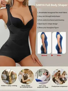 Women's High Elasticity Basic Shapewear, Breathable Mesh Design, Lightweight Tummy Control Bodysuit, Open Front Slimming Underwear