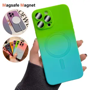 [Free !ship] For iPhone 17 Pro Max Air 17 Pro 17 For iPhone 16 15 14 13 12 Pro Max Gradient Rainbow Magnetic Lightweight  Soft Silicone Case + Camera Lens Protector For MagSafe Support Wireless Charging