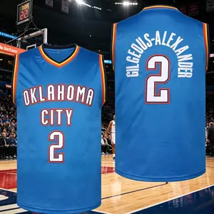 Shai Gilgeous- Alexander Men's Embroidered Basketball Jersey - Sleeveless Mesh Round Neck Sports Top, Fully Digital Embroidery Process, Loose And Fit, Suitable Gatherings, Games And Leisure Wear