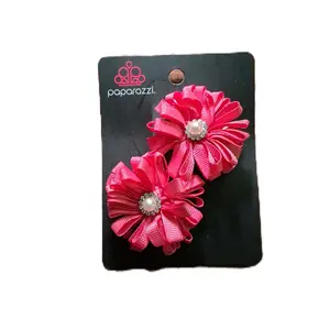Paparazzi Hairclip - Red Floral Design with Crystal Center - Fashion Accessory for Hair Styling
