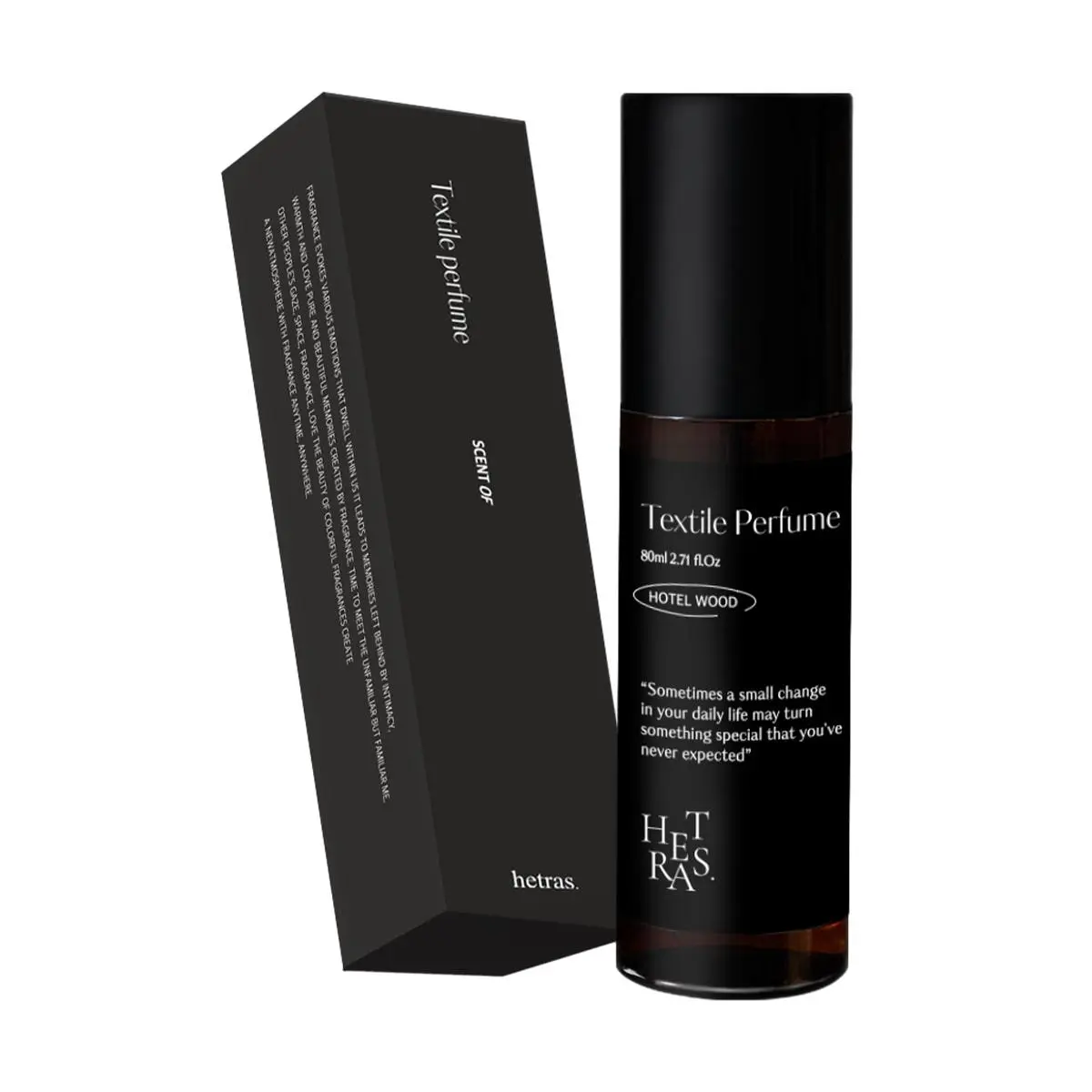 Hetras Hotel Woody Aroma Fabric Spray 80ml - Korean Luxury Long-Lasting Home Fragrance, Easy-to-Use Fabric Freshener for Clothes & Beds, Ideal for Gifting