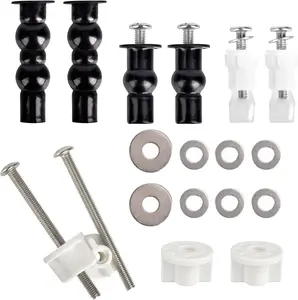 Universal Stainless Steel Toilet Seat Hinge Bolt Screws 18 Pack Replacement Set with Expanding Rubber Nuts and Washers