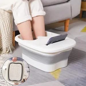 Portable Foldable Foot Bath Tub with Massage - Adjustable Soaking Basin for Home & Travel, Non-Slip Collapsible Foot Spa Bucket with Handle, Ideal for Dormitory Use