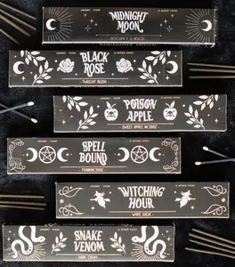 Midnight Ritual Incense Sticks Pack Sage - 15 Sticks with Midnight Moon Bergamot Neroli Black Rose Twilight Blush Poison Apple Sweet Apple Spell Bound Frankincense Witching Hour White Sage Snake Venom Dark Opium