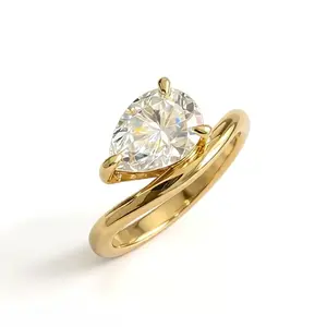 18-K lab-grown diamond, 1.5 ct, D–E, VS–VVS, pear cut lab-grown diamond  ring; light luxury, premium feel, versatile for everyday wear, suitable for engagement/proposal. pwj00010