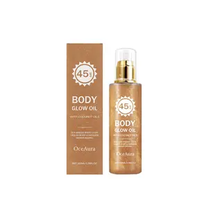 OceAura Coconut Shimmer Protective Body Oil, SPF Sun Protection, Hydrating Moisturizing Non-Greasy Shiny Glow Skin Oil for Outdoor Beach Daily Care