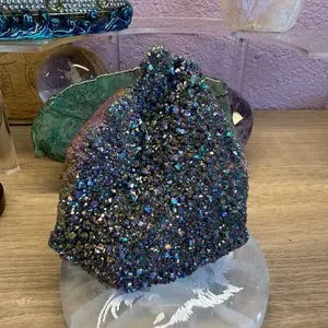 Titanium Aura Quartz Cluster – High-Vibration Energy, Spiritual Protection & Aura Healing Crystal