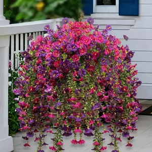 Artificial Trumpet Vine, 8pcs Set Fake Flower Vines, Lifelike Artificial Flower, Home Party Decorations, Wedding Outdoor Garden Wall Hanging, Mother's Day Gift, Plastic Plant