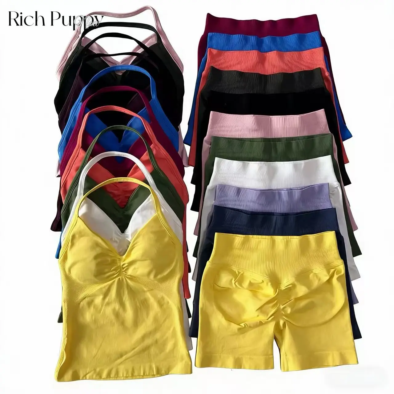 Sport Braspacks 2Pcs Gym Set Women Backless Tank Tops High Waist Scrunch Seamless Shorts Fitness Clothes Activewear Workout Sets Summer Sportswear.. Sport Braspacks 2Pcs Gym Set Women Backless Tank Tops High Waist Scrunch Seamless Shorts Fitness Clothes Activewear Workout Sets Summer Sportswear..