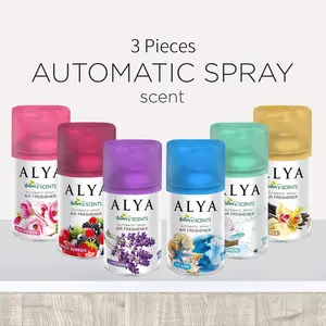 3pcs (250 ml each) Automatic Spray Air Freshener Refill, 6 scents - Lavender, cool linen, mangnolia, Magnolia, ocean And vanilla,Multi-Purpose Odor-Fighting Room Spray, Ideal For Car, Office, Home, Bathroom And Kitchen, Fabric, Closet Fresh Scent
