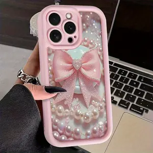Phone Case: Gao Zhu Brick Stone Powder Bow Pattern iPhone Case, Thickened Drop-Proof Phone Case, Suitable for Apple iPhone 16/11/12/13/14/15/15 Pro/15 Plus/15 Pro Max/7 Plus/8 Plus/XXs/X Max/XR/11 Pro/12 Pro/13 Pro/14 Pro/12 Mini/13 Mini/11 Pro summerwins
