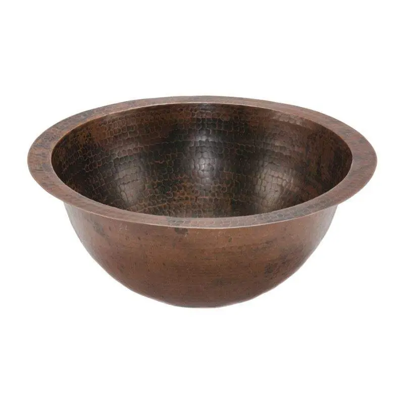 14" Round Under Counter Hammered Copper Sink