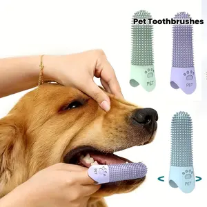 3 pieces, pet toothbrush, silicone finger cover, 360-degree oral cleaning toothbrush finger cover for cats and dogs, food-grade silicone 360 ° full-head bristles, anti-plaque dog finger cover brush, dental care dog pet finger teeth
