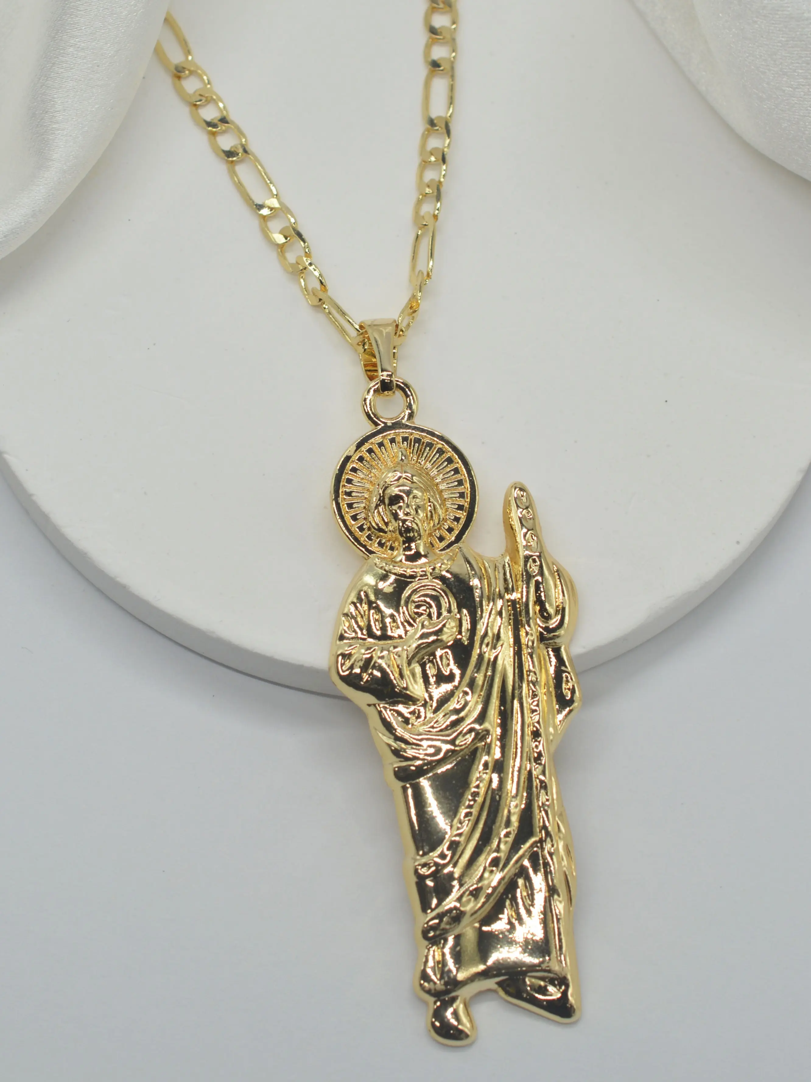 14k Saint Jude Pendant Necklace, Faith Style Necklaces, Faith Pendant, Unisex Prayer Guardian Jewelry, Christmas Easter Religious Festival Accessory