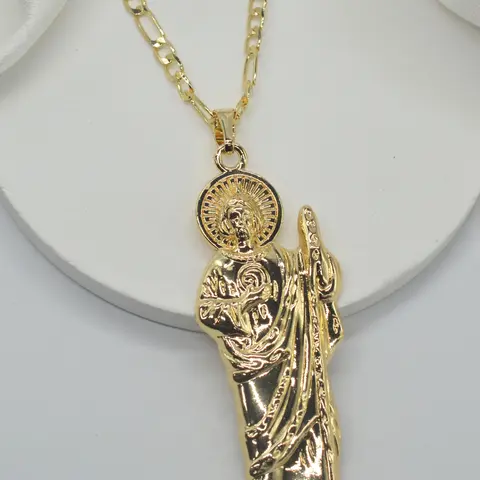 14k Saint Jude Pendant Necklace, Faith Style Necklaces, Faith Pendant, Unisex Prayer Guardian Jewelry, Christmas Easter Religious Festival Accessory