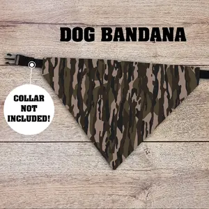 Bottomland Camo Dog Bandana - Over The Collar - COLLAR NOT INCLUDED!  Pet Accessories, Cat Bandana, Handmade, Gifts For Pets, Animal, Western, Hunting, Outdoors, Duck, Deer, Men