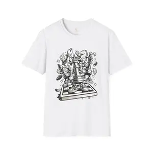 Funny Chess Streetwear T-Shirt | Cartoon Chess Pieces Graphic Tee | Urban Chess Shirt | Sneaker Chess Design | Gift for Chess Players