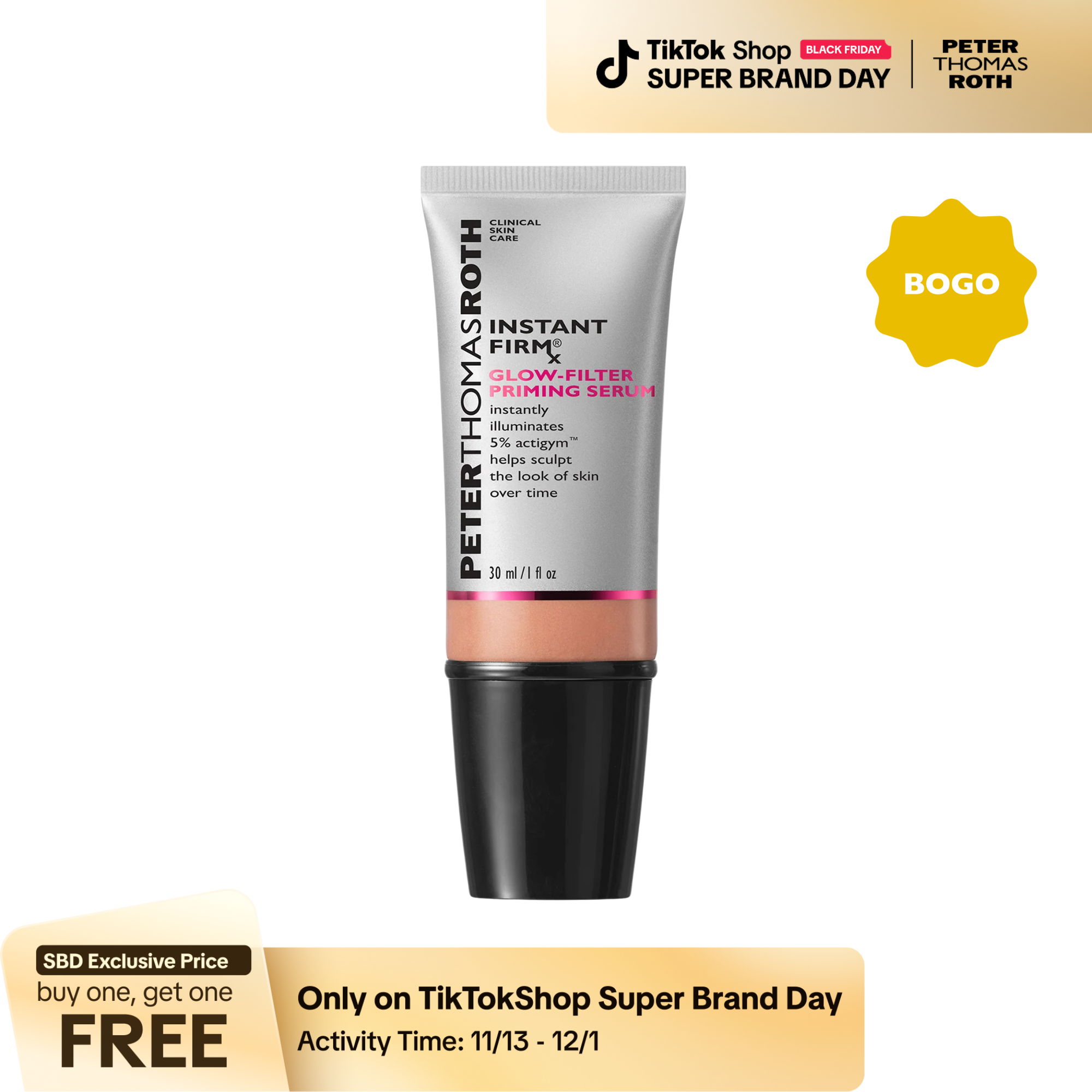 Peter Thomas Roth Instant FIRMx Glow-Filter Priming Serum, Skincare Makeup Hybrid, Face Serum, Makeup Primer for Glowing Skin Cosmetic