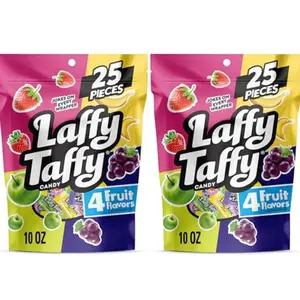 Laffy Taffy Assorted, Mini Bars, Stand Up Bag, Chewy Candy in a Variety of Fruity Flavors, 10 oz (Pack of 2)
