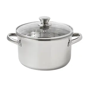 Mainstays Stainless Steel 4-Quart Steamer Pot with Glass Lid, Induction Compatible, Dishwasher Safe, Veggies, Fish