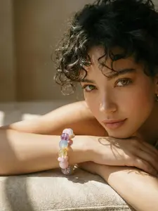 Natural Crystal Bracelet 16mm Moonstone Fluorite Rose Quartz Amethyst Healing Energy spiritual energy healing bracelet pastel colors