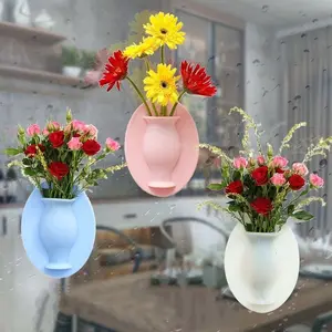 Magical Silicone Vase Christmas Decoration Wall Hanging Fake Flower Stickers Wall Pot Vase Plant Garden Home Decoration
