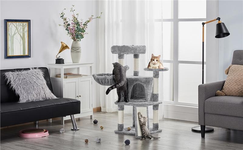 Yaheetech 42in Cat Tree with Scratching Posts and Condo, Plush Cat Tower with Perch Platform for Indoor Small Medium Cats