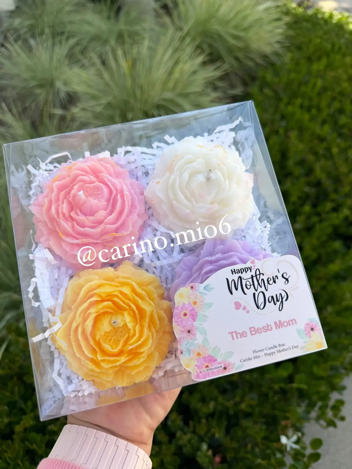 Mother’s Day Candle Gift Set  | Set of 4 Handmade Floral Candles | Perfect Mom Gift