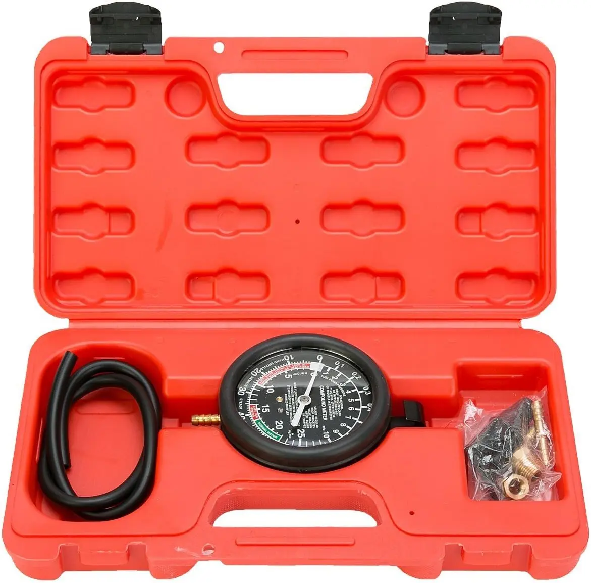Automotive Fuel Pump & Vacuum Tester Gauge Kit for Cars/Motorcycles - Carburetor Pressure Check, Leak Diagnostics Repair Aid