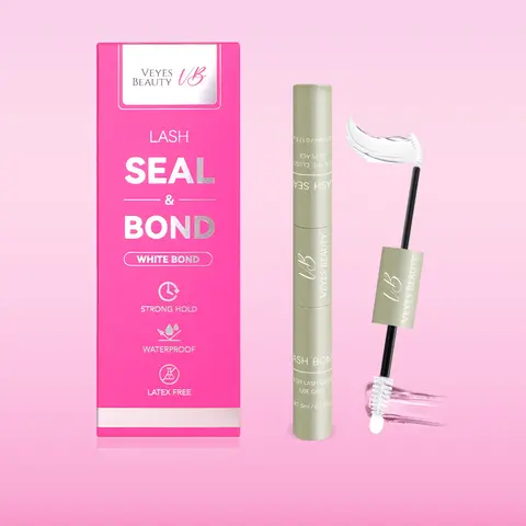 VEYESBEAUTY 2-in-1 White Bond Eyelash Adhesive - Waterproof, Strong Hold, Long Lasting for Individual Lash Extensions Makeup (Adhesion & Glue for False Lashes & Adhesives)