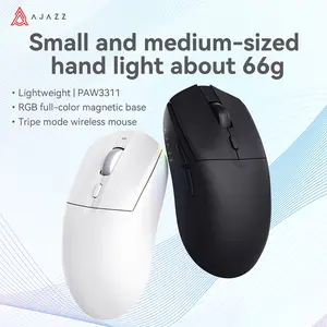 AJAZZ AJ139 V2 MC three-mode mouse PAW3311 sensor low-latency wireless mouse wireless charging base lightweight 66 grams 1K return rate suitable for e-sports games Ergonomic Gaming Mouse and office boy gifts