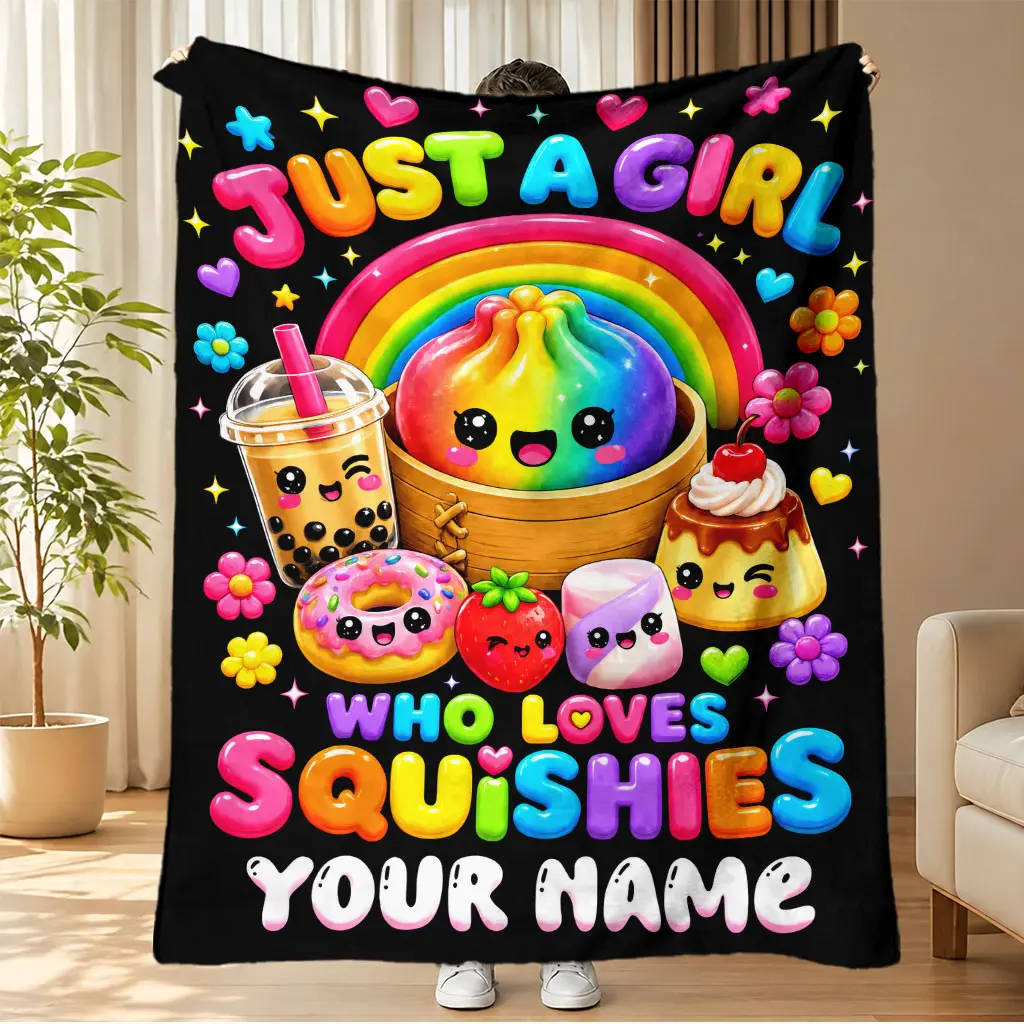 Personalized Squishy Blanket - Stress-Relieving Custom Just A Girls Throw, Plush Bedding for Kids & Adults, Couch Use