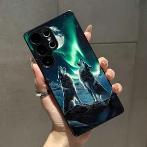 Compatible with S25 Ultra/S24/S23/S22 Phone Case wolf and moon Pattern phone case SXRM32-20