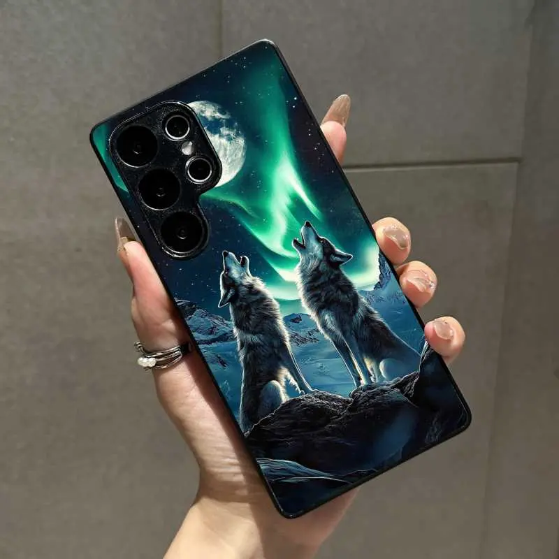 Compatible with S25 Ultra/S24/S23/S22 Phone Case wolf and moon Pattern phone case SXRM32-20
