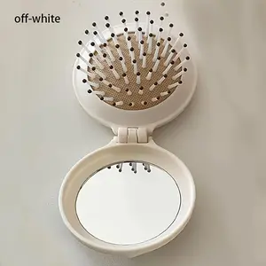 Mini Portable Ladies Comb with Mirror - Lightweight Bi-Fold Travel Comb for Outdoor Use
