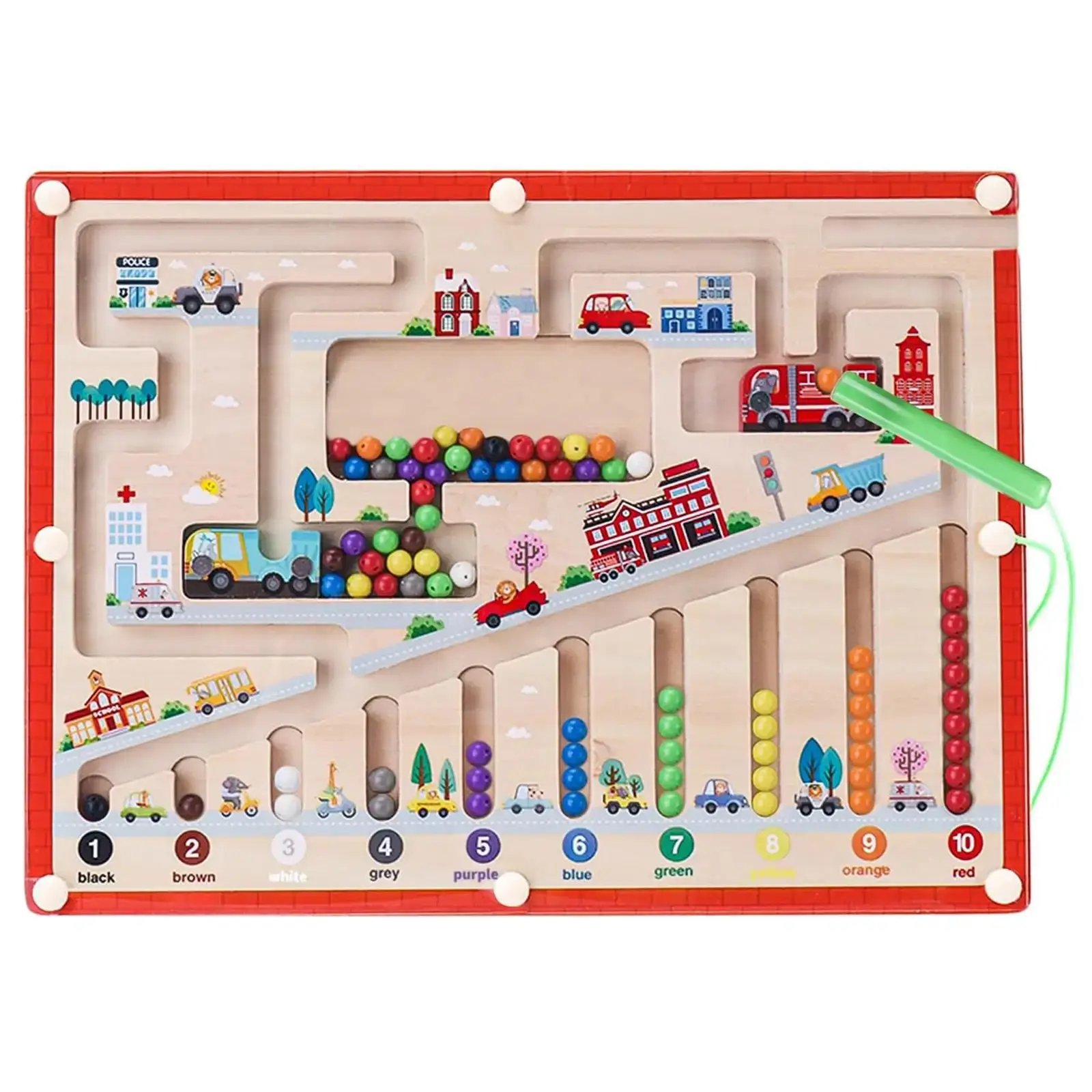 Colorful Discs and Number Maze, Wooden Sorting and Counting Board Toys, Preschool Learning Activities Educational Toys for Toddlers Boys Girls 3 4 5 Y