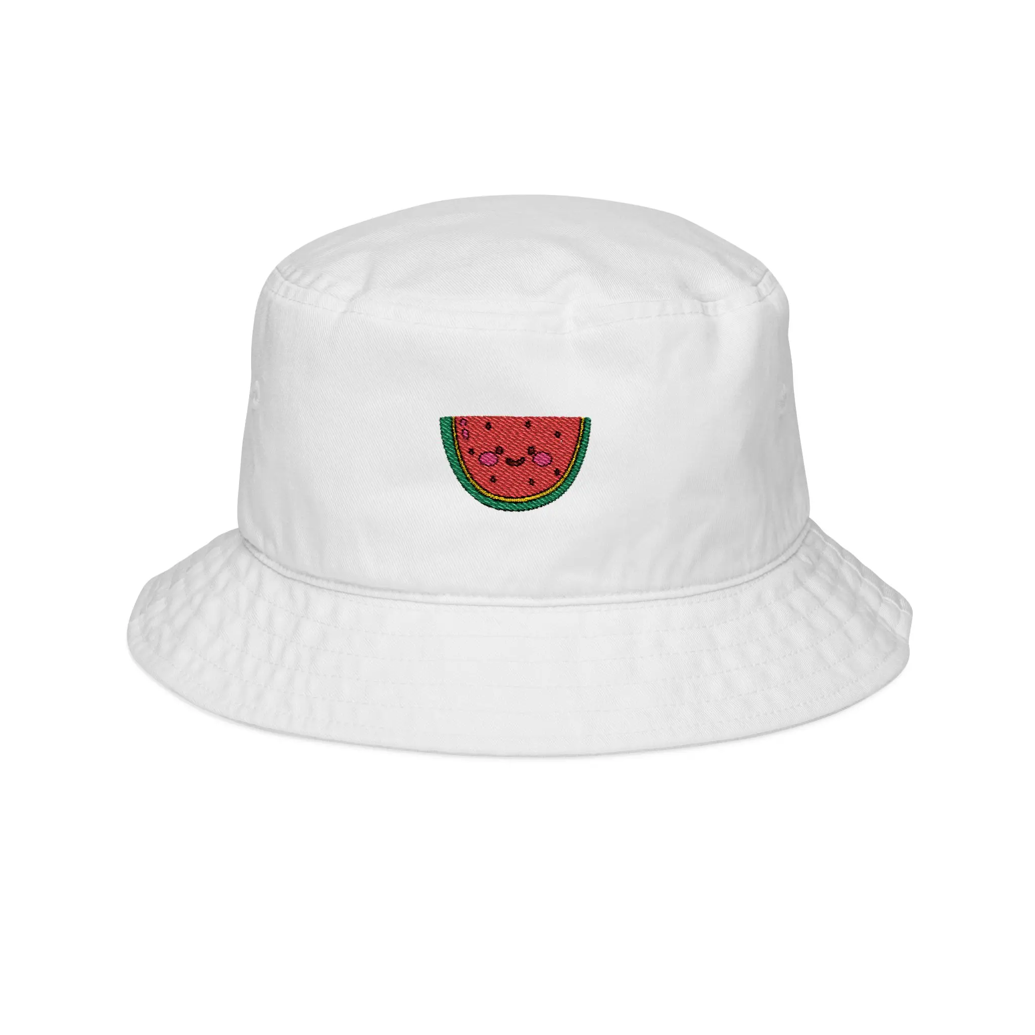 Watermelon Embroidered Bucket Hat — Summer Fruit Patch Sun Hat