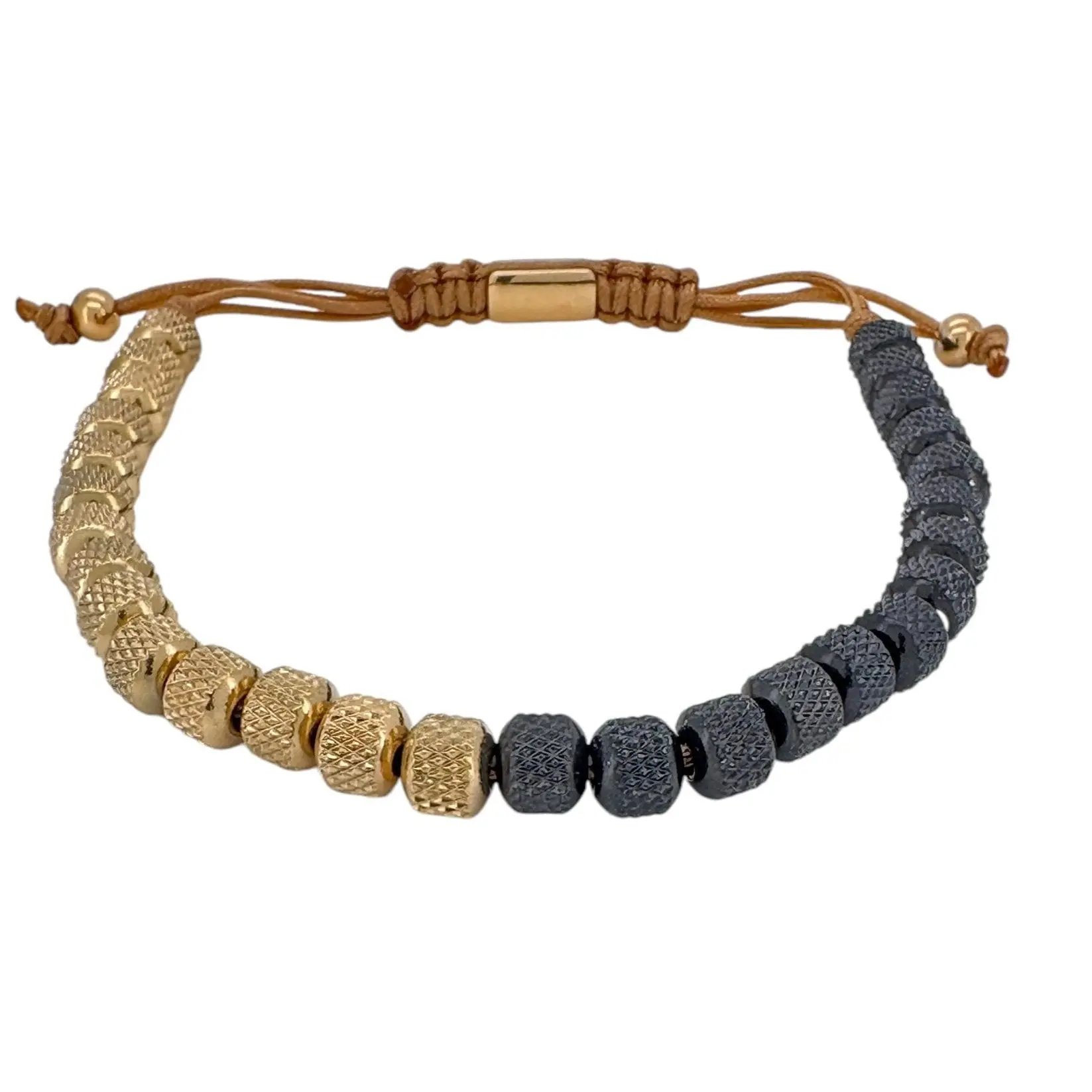 Black and Gold Half Beaded Macrame Bracelet