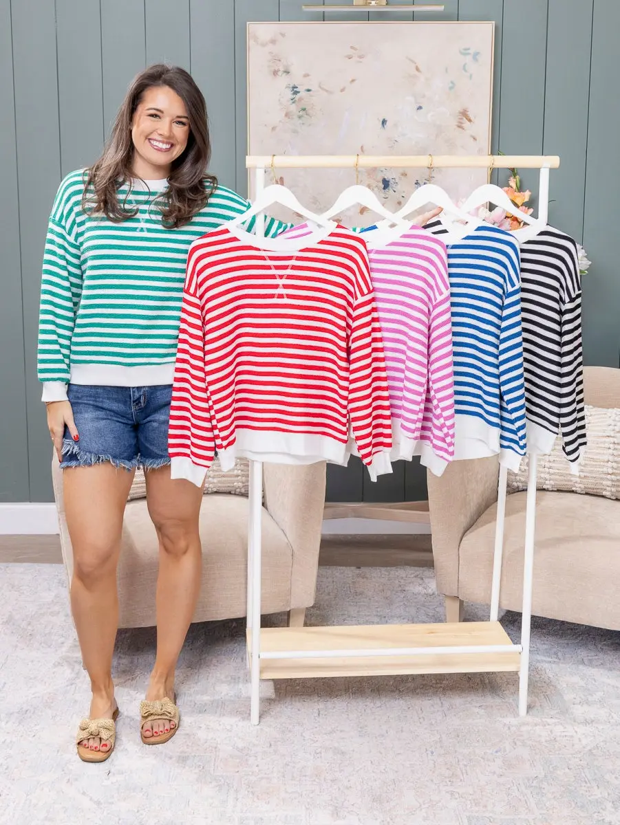 Zenana Striped Pullover | S-3XL