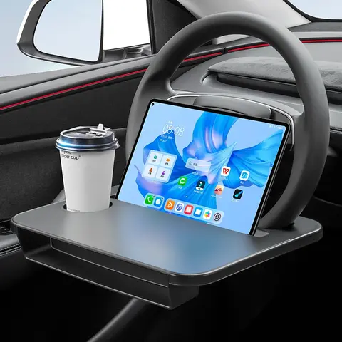 MSTARKE 2-in-1 Steering Wheel Desk-Steering Wheel Tray Table with Seat Gap Filler Organizer Car Food Tray for Driver Car Desk for Laptop & Eating Tesla Model 3 Model Y Accessories Fits Most Vehicles Steering Wheels Birthday's Gift