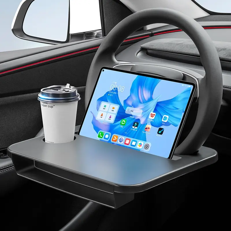 MSTARKE 2-in-1 Steering Wheel Desk-Steering Wheel Tray Table with Seat Gap Filler Organizer Car Food Tray for Driver Car Desk for Laptop & Eating Tesla Model 3 Model Y Accessories Fits Most Vehicles Steering Wheels Birthday's Gift