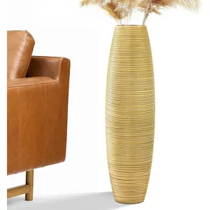 Tall Floor Vase, 27.5 inches (70cm, 2.3FT) Tall Vases Sturdy, Luxury, Textured for Decorative Branches Dried , Floor Vase for Rustic Living Room, Shelf Decor,