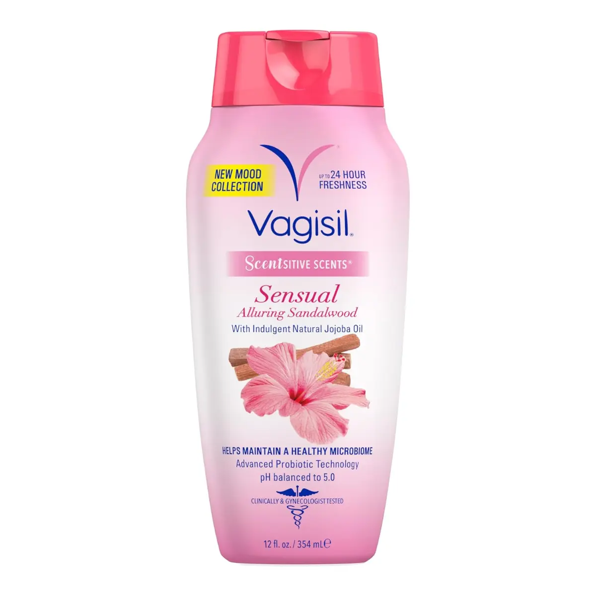 Vagisil Feminine Wash for Intimate Area Hygiene, Scentsitive Scents® Sensual Mood Alluring Sandalwood, pH Balanced and Gynecologist Tested, 12 oz (Pack of 1)