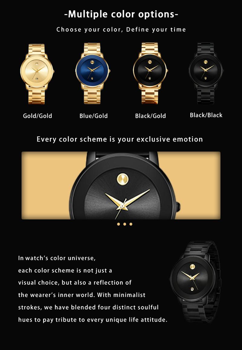 Luxury Business Quartz Watches For Ladies And Gentlemen Featuring Solid Stainless Steel Straps Calendar Function And Water Resistance With A Minimalist Design They Are Elegant And Durable Suitable For Daily Wear