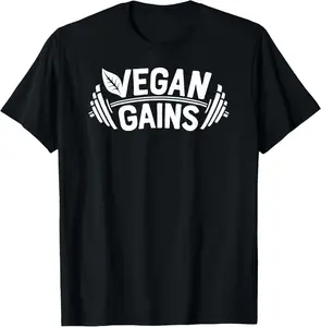 100% cotton Unisex Vegan Gains T Shirt for Men Women Vegetarian Funny Gym Wear T-Shirt