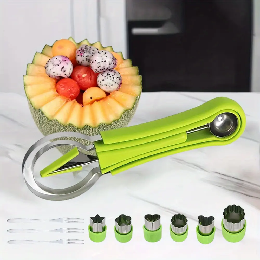 Stainless Steel Fruit Carving Knife Set, with Fruit Fork, Fruit Vegetable Cutter, Fruit Peeler, Fruit Carving Set Melon Baller Scoop, Seed Remover Versatile Fruit Shaping Carving Tools Kit Kitchen Gadgets