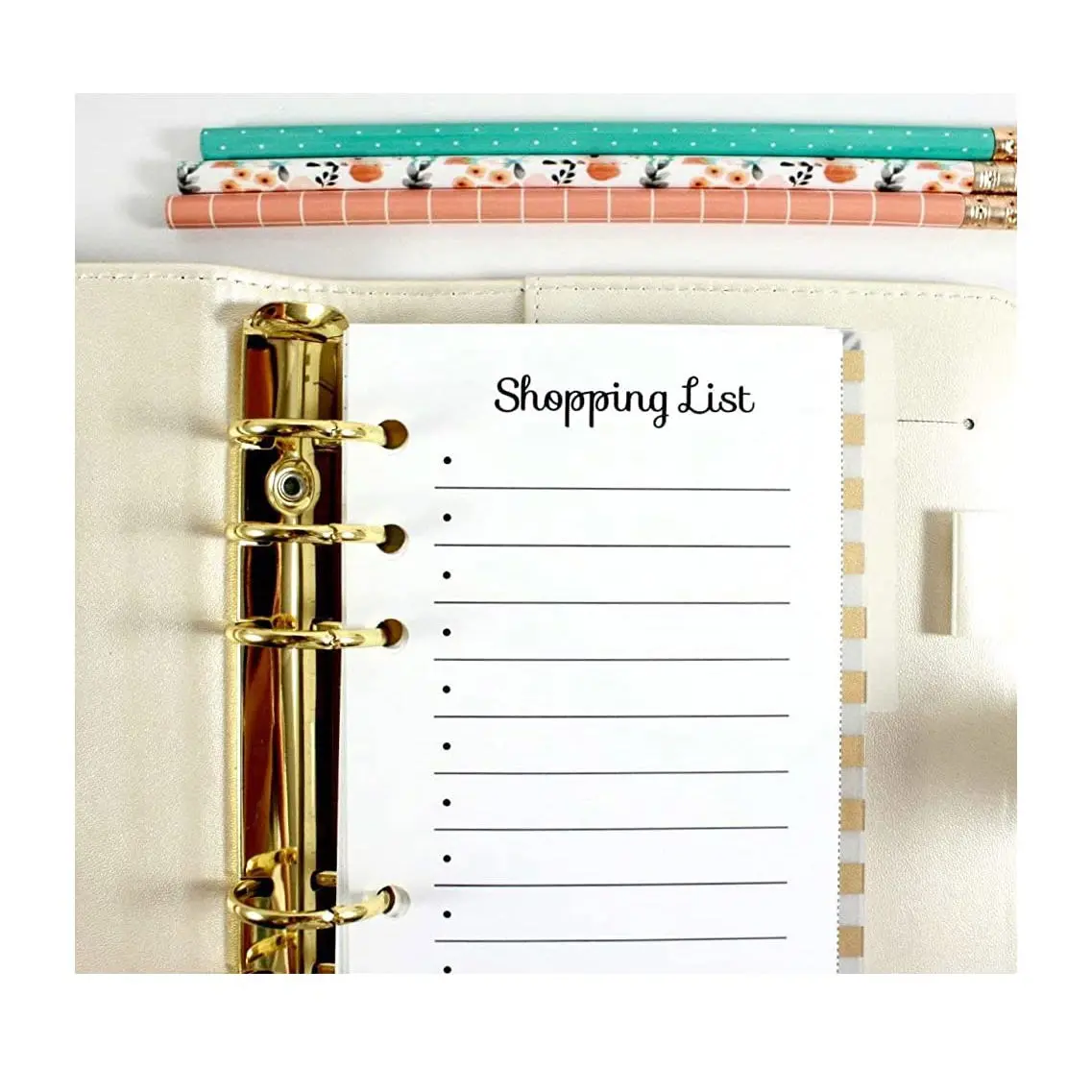 Personal Size Shopping List Insert fits with Kate Spade Personal Planner, Filofax Personal, Color Crush Personal Size and Other Personal Size Planner