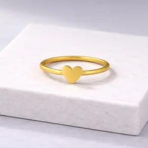 Heart Stacking Ring, Heart Romantic Ring, Minimalistic Engagement Ring, Heart Wedding Ring, Bridesmaid Heart Jewelry, Heart Layering Ring