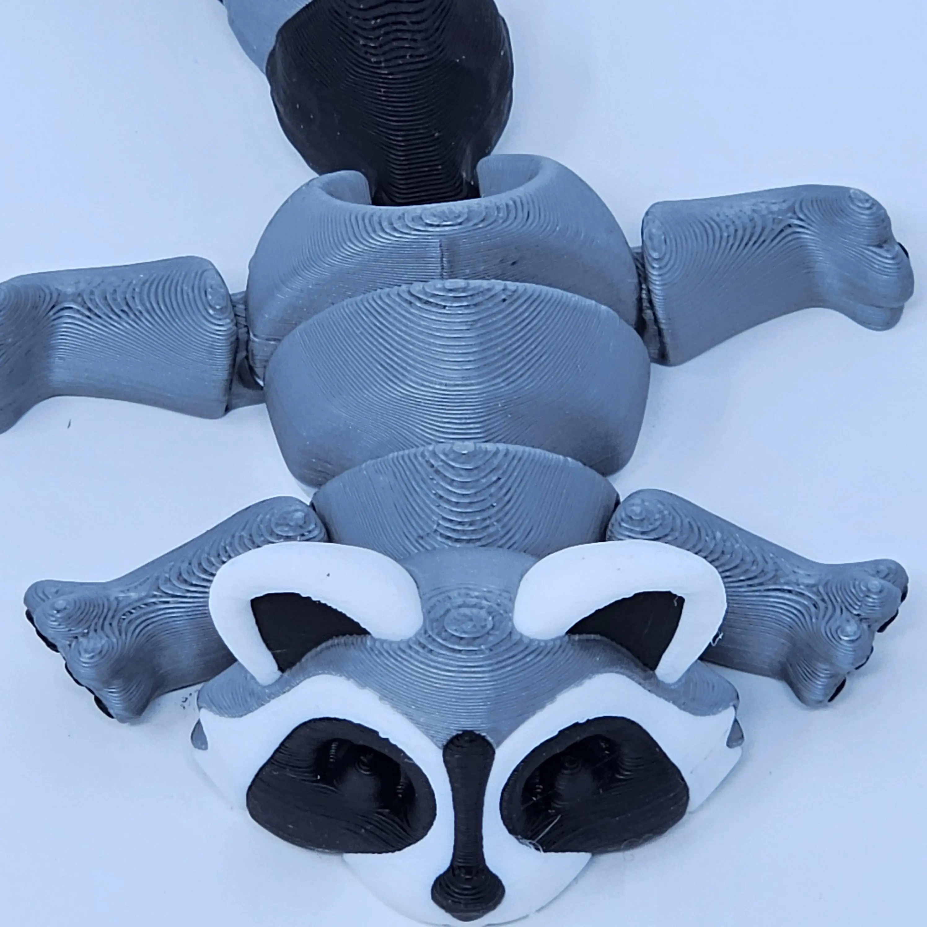 3D Printed PLA Plastic Articulated Raccoon Fidget Toy - Unisex Pocket-Size, Compact, Lightweight Novelty Sensory Finger Toy for Raccoon Lovers, 3-4 Years, Stress Relief Fidgeting, Smooth Flexible Motion, Soothing Tactile Feedback, Durable High-Quality